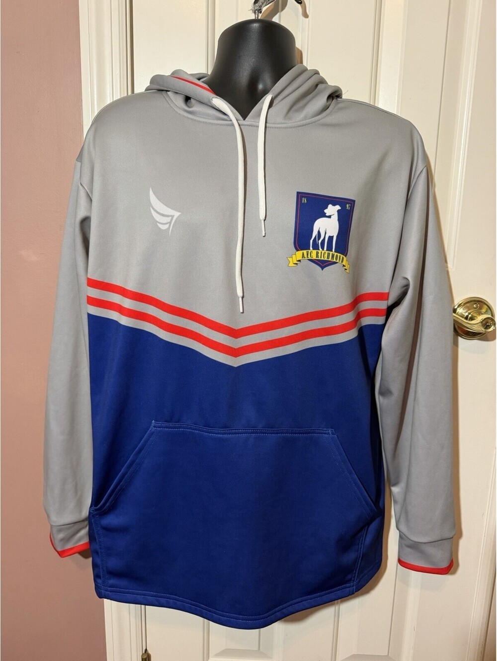 AFC Richmond Ted Lasso Hoodie Greyhound Crest Mens Large Grey Navy Sweatshirt